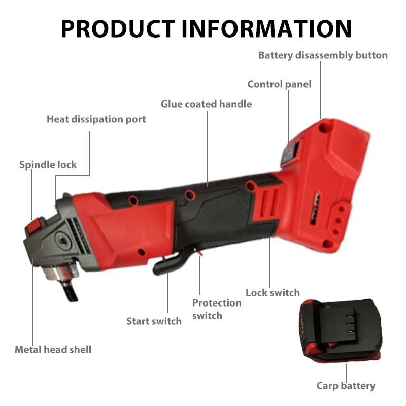 125mm 3000-10000r/min variable speed control brushless angle grinder