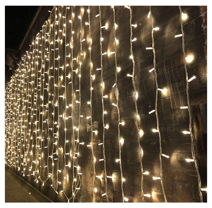 CE Commercial Waterproof IP65 White Rubber Cable LED Christmas Curtain decorative lighting For Project Installation