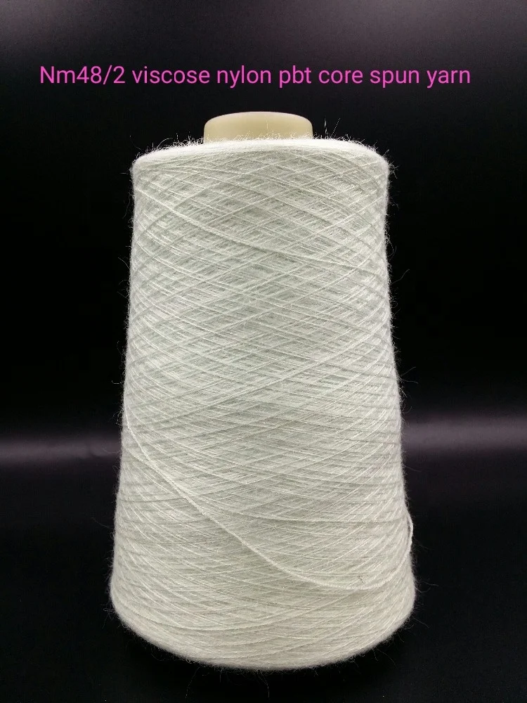 Imitated Angora Yarn Nm 48 2 50%Viscose 22% Nylon 28% Pbt Core Spun Yarn for Knitting Sweater 12gg 14gg