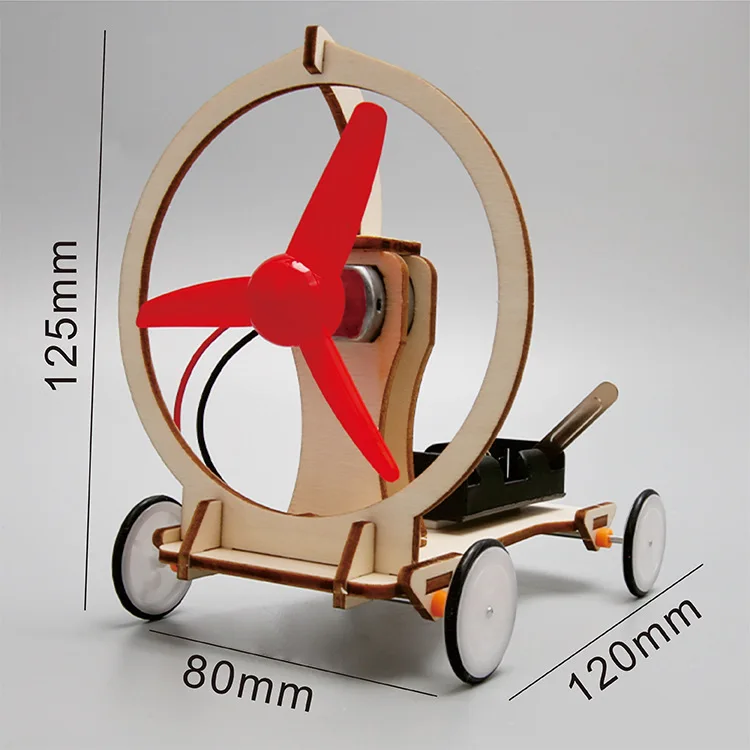 High Quality Electric Wind Car Model Toy Scientific Physics Experiment Kit Diy Wooden Puzzle Stem Kits for Kids Educational