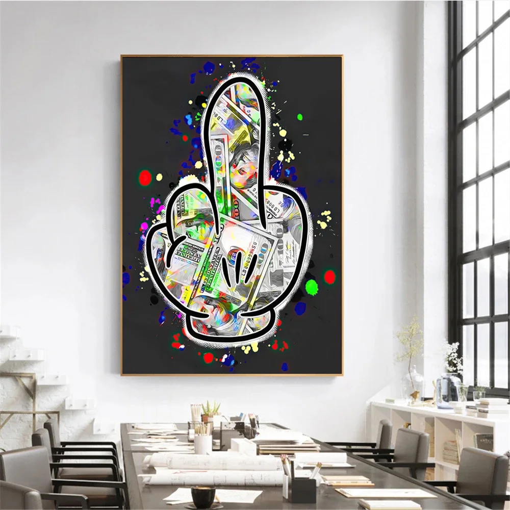 Modern Graffiti Art Money Dollars Canvas Painting Wall Art Posters Prints Wall Pictures for Living Room Home Wall Cuadros Decor