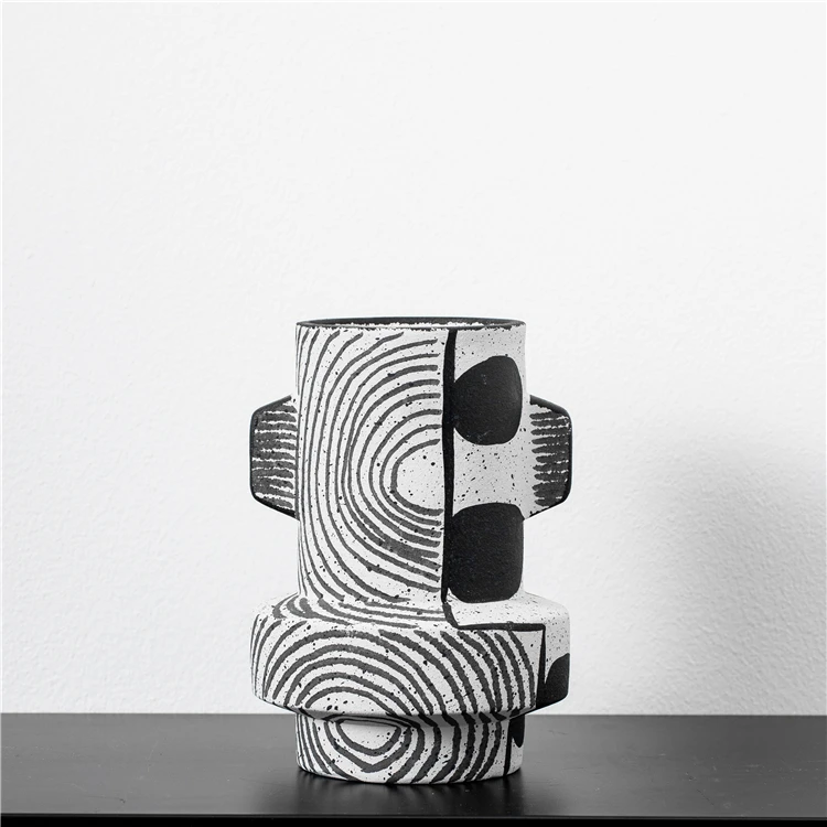 Home decor accessories mini small nordic ornament black ceramic vase modern home wedding decoration ceramic flower vases