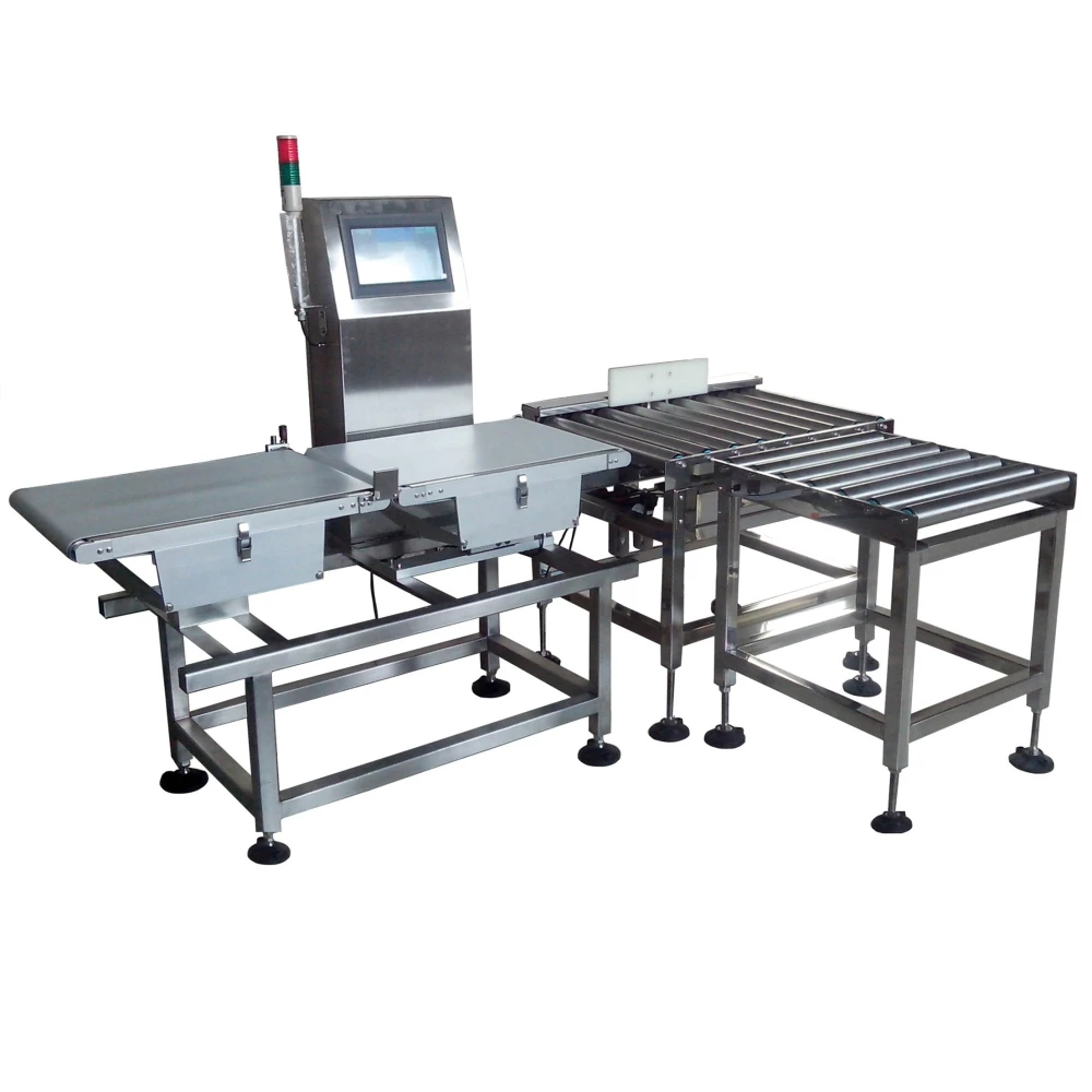 Heavy duty check weigher with rejector system for tray package frozen shrimp