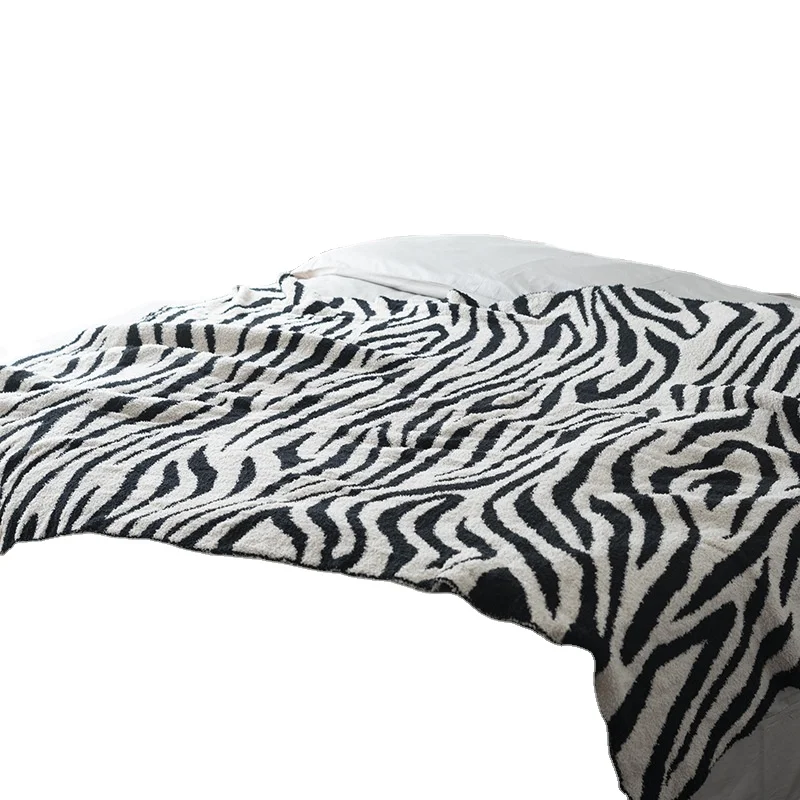 Premium High Quality Sofa Throw Zebra Animal Blanket Bedding Throw Photo Blanket Knitted Polyester Chenille Soft Blankets