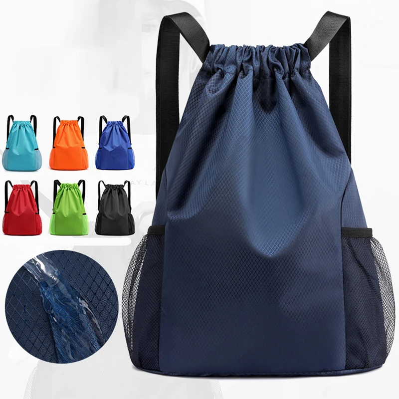 Custom Logo Folding Drawstring Gym Bag Sports String Backpack Drawstring Backpack for Travel Beach Swimming
