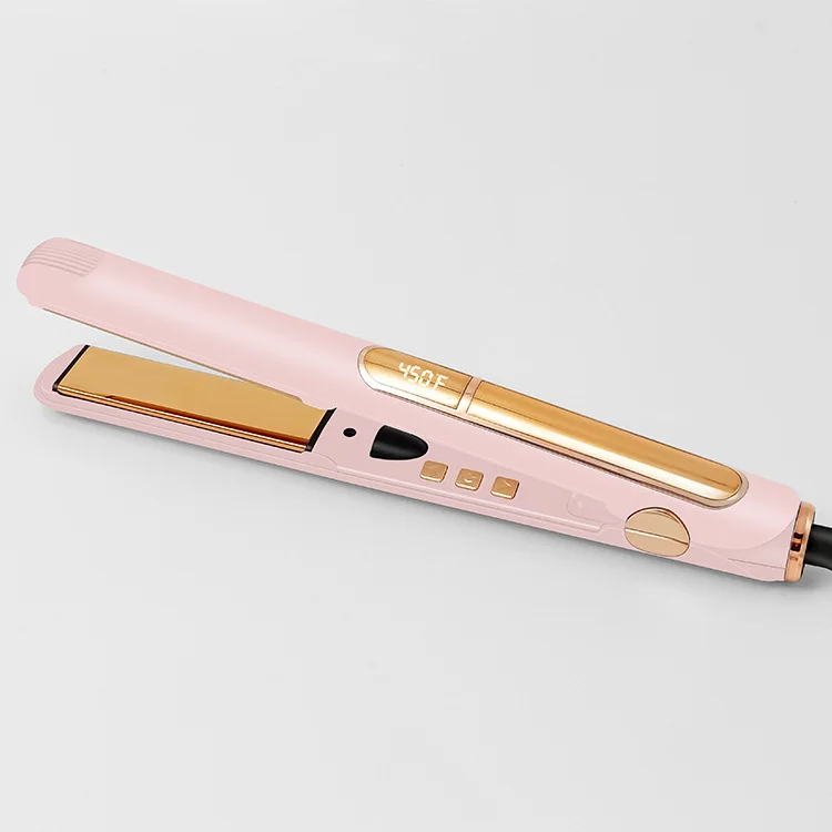 Private Label 2 in 1 Straight Curly Ultrasonic Infrared Negative Ions Gold Cordless Hair Straightener