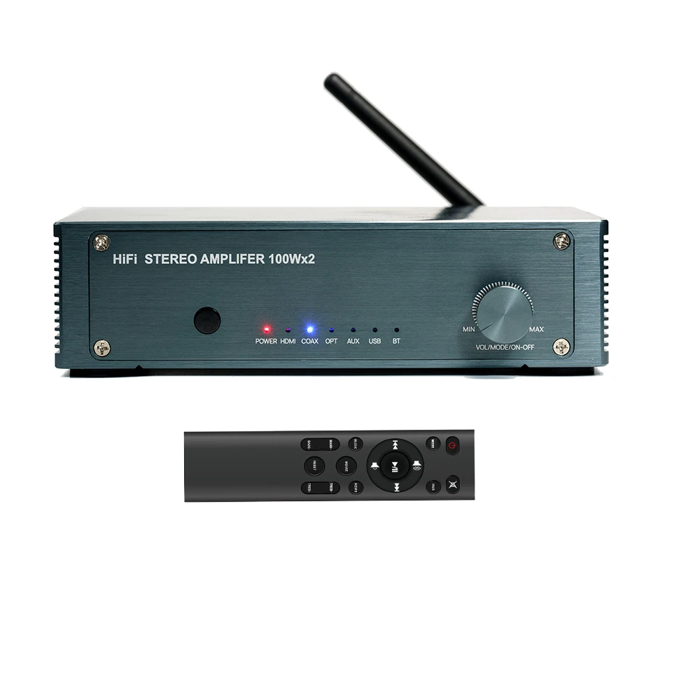 Samtronic BT 5.0 Subwoofer Amplifier 100Wx2 USB HiFi Stereo Digital 2.0CH Sound Amplifier for passive bookshelf speaker