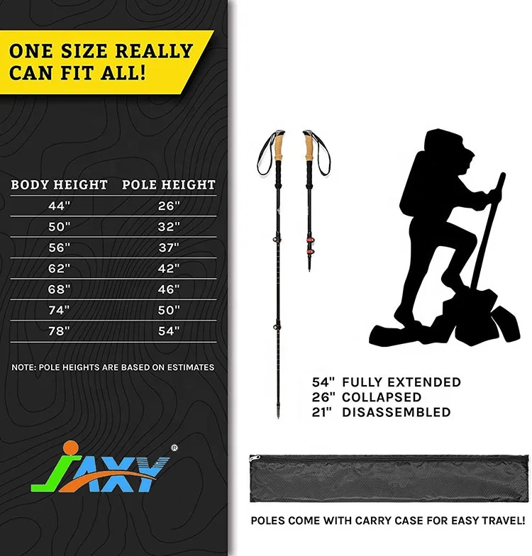 Hiking Sticks Trekking Pole Carbon Fiber Walking Sticks with Quick Adjustable Locks and Anti-slip Handle