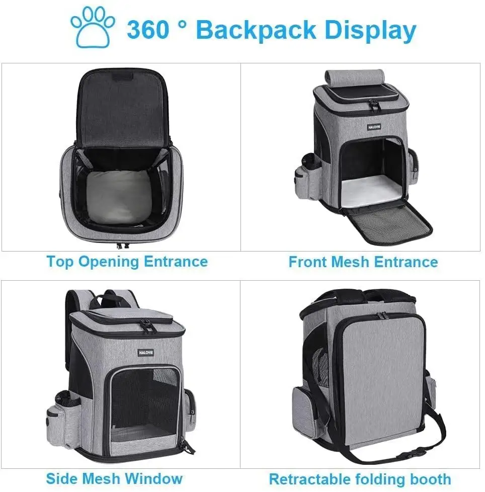 Pet Carrier Backpack Expandable for Cats Dogs Under 18 LB, Breathable Mesh Cat Backpack Carrier Bag, Dog Backpack Carrier