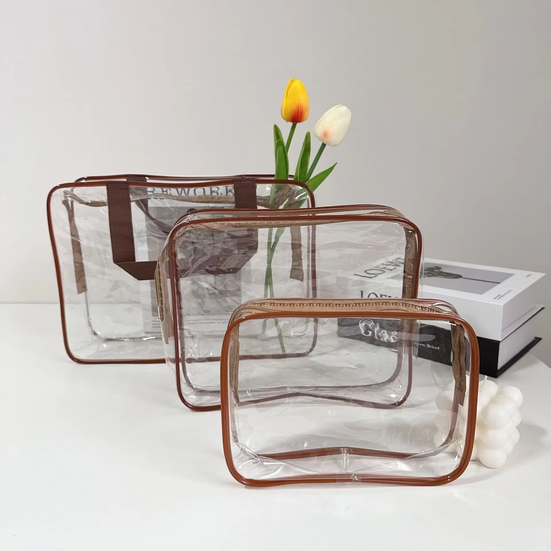 Custom Size Logo Soft Plastic Makeup Zipper Bag Shoe Storage Waterproof Packaging Eva Bag Pvc Zipper Bag