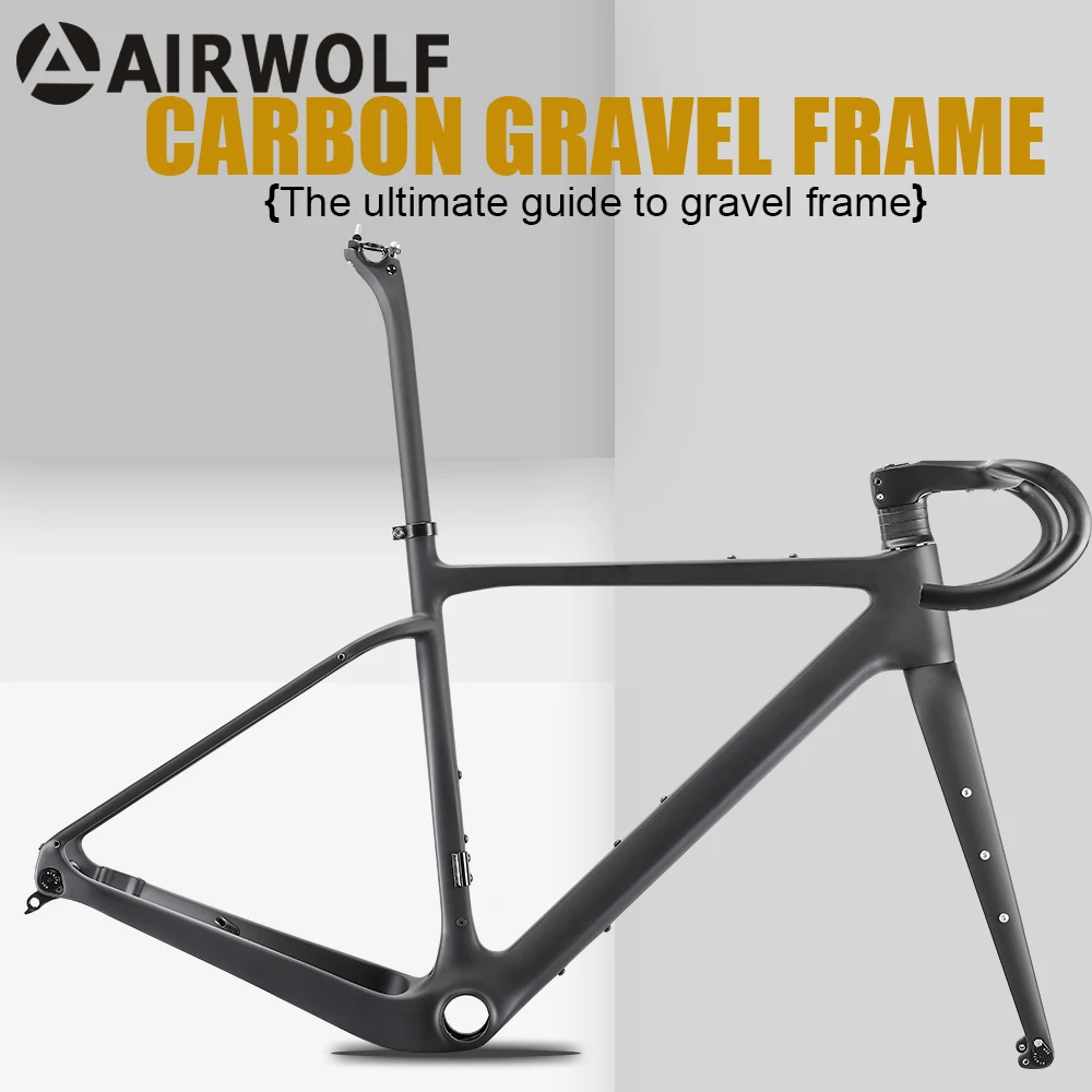 AIRWOLF YFR045 Gravel Bike Carbon Frame Disc Brake Full Internal Cable Routing Carbon Road Bike Frameset 700C Gravel Bike Frame