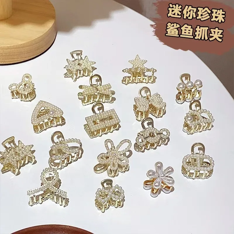 Hot Luxury Small Shark Hair Claw Bow Hair Clips Girl Flower Designer Pearl Rhinestone Barrettes for Kids Girls