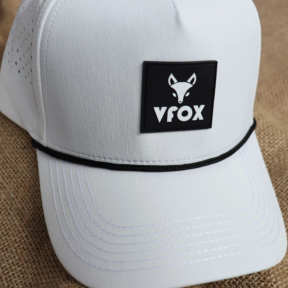 Small minimum order brand quality customized logos nylon curved brim waterproof nylon 5 panel baseball cap with rope