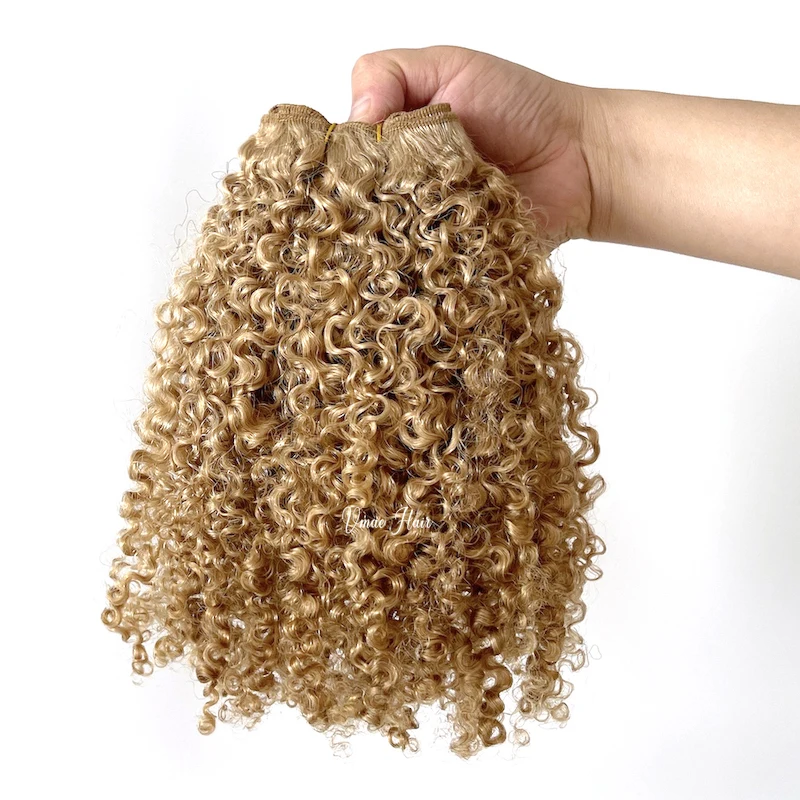 VMAE Remy European Russian Blonde 27 Afro Kinky Curls Deep Curly Weft Virgin Hair Weave Raw Human Hair Bundles Extension