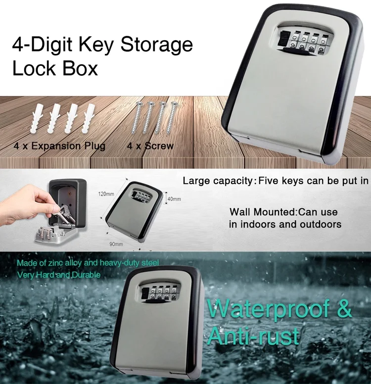 HG4-4 открытый безопасный Органайзер, комбинированный Сейф для хранения ключей, защитный замок для ключей