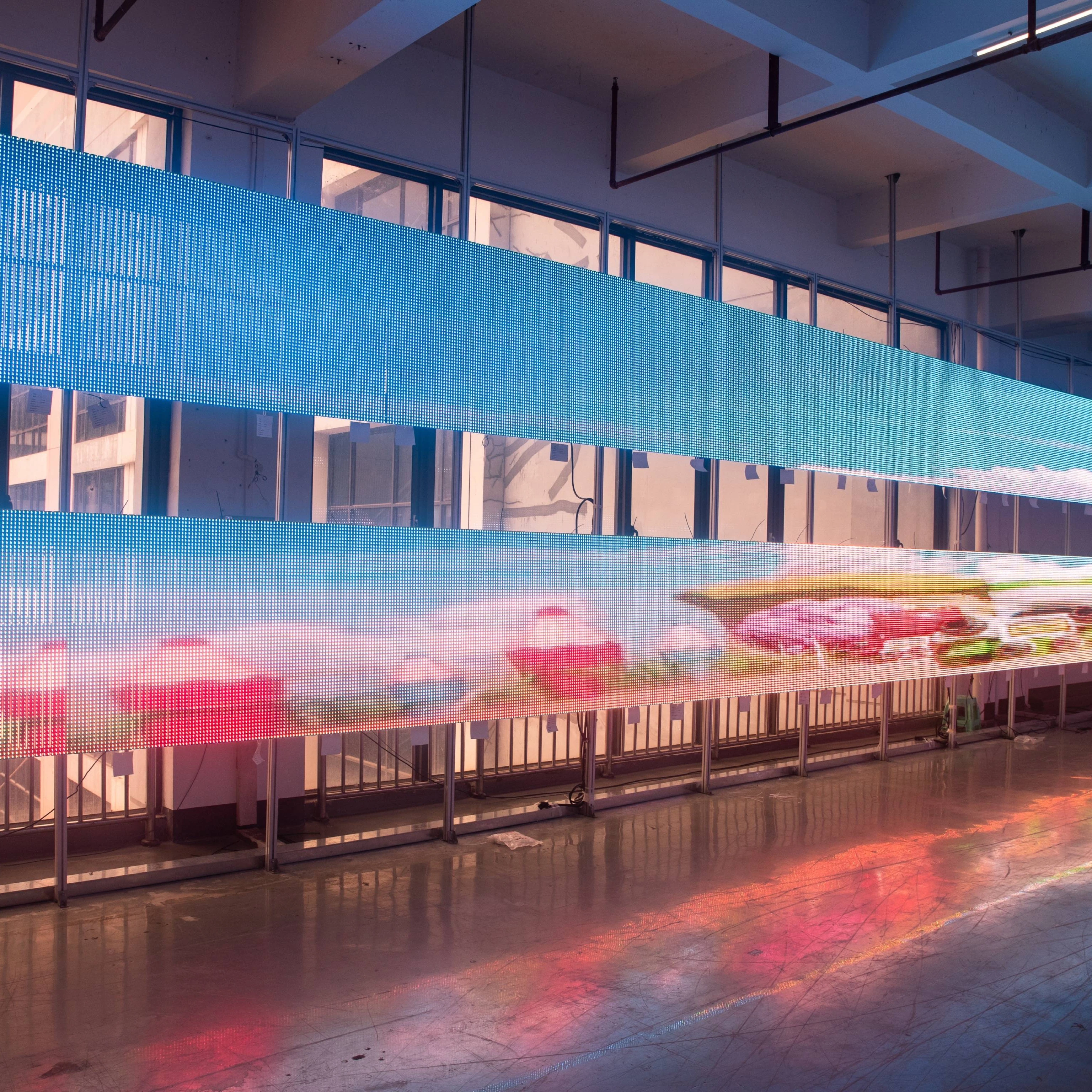 PrivaLED  P1531 EMC-B high quality front service IP67 outdoor  led mesh curtain strip display screen led media facade