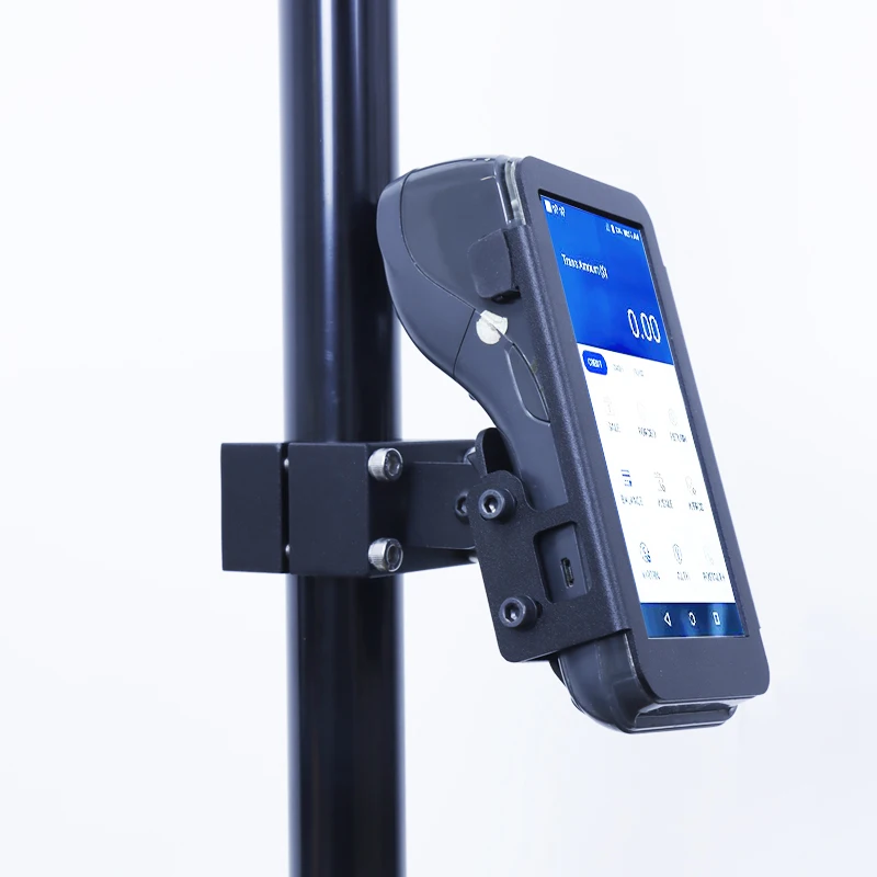 OEM PAX A920 adjustable pos terminal stand 360 rotation metal POS machine holder for bus taxi countertop