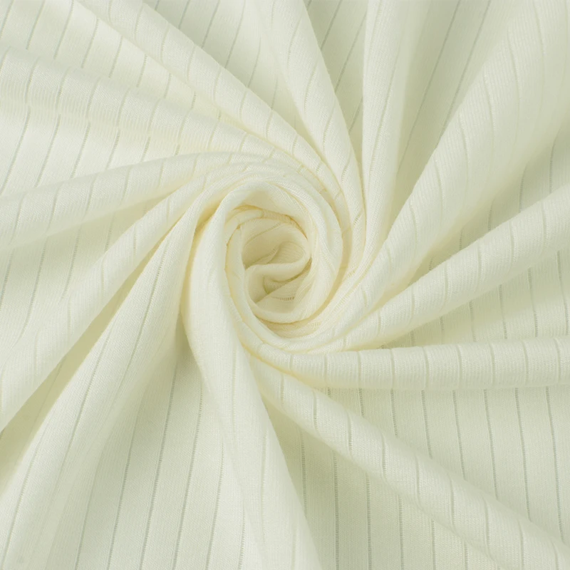 Wholesale Jersey 65% Bamboo 30% Cotton 5% Spandex Stripe Rib Fabric For Clothing