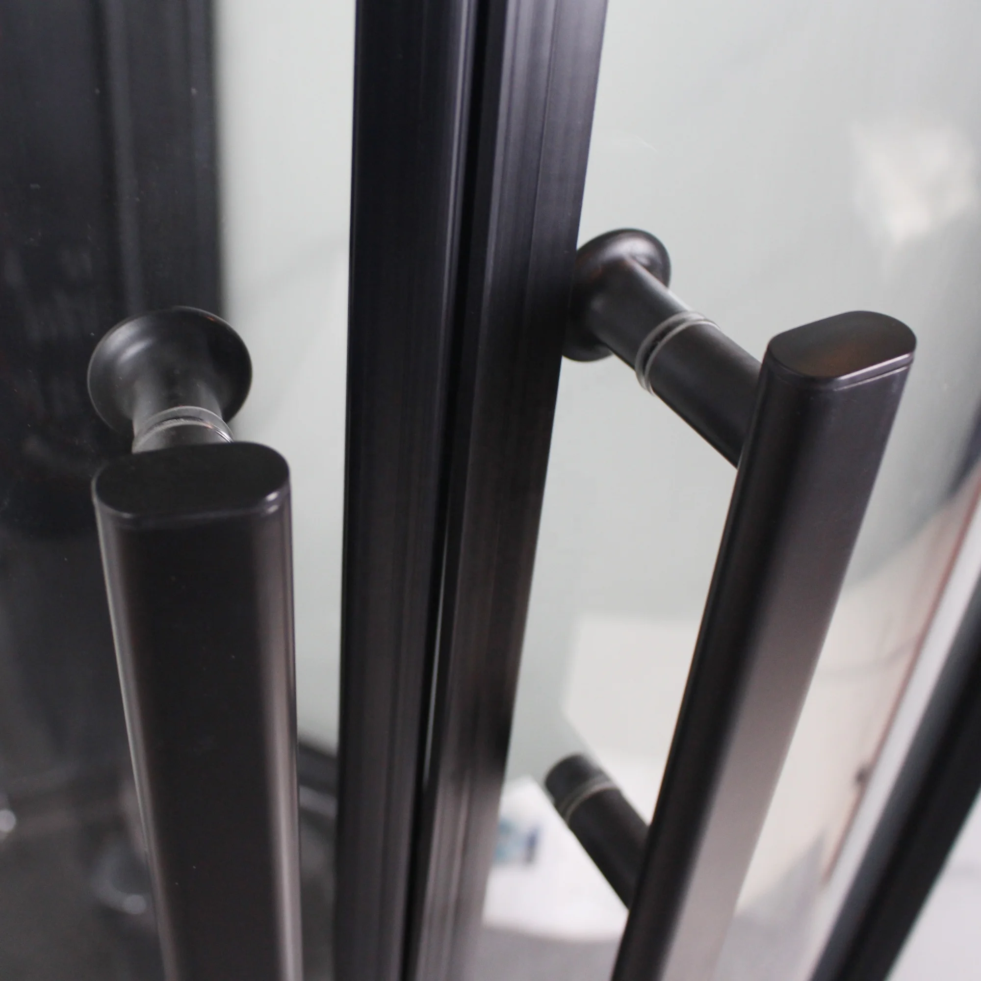 Oumeiga Modern Matt Black Lux Stylish Square Sliding Shower Cabin with 8mil Tempered Glass ABS Material Box for Bathroom