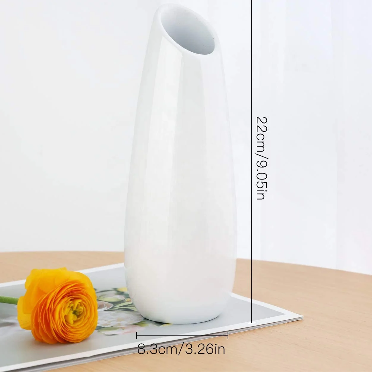 Custom Design Decorative Vase Modern Elegant Oblique Aperture Highlighter Tall Resin Vase Office Desktop Living Room Flower Vase