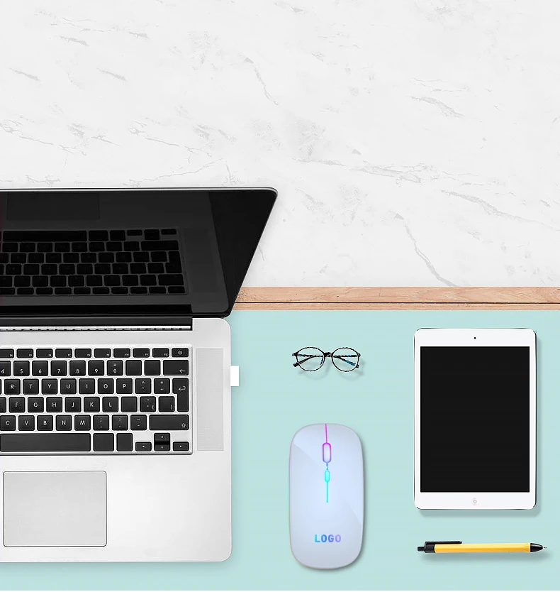 Computer Rechargeable 2.4Ghz Optical Wireless Mouse With Gaming Light Logo Custom