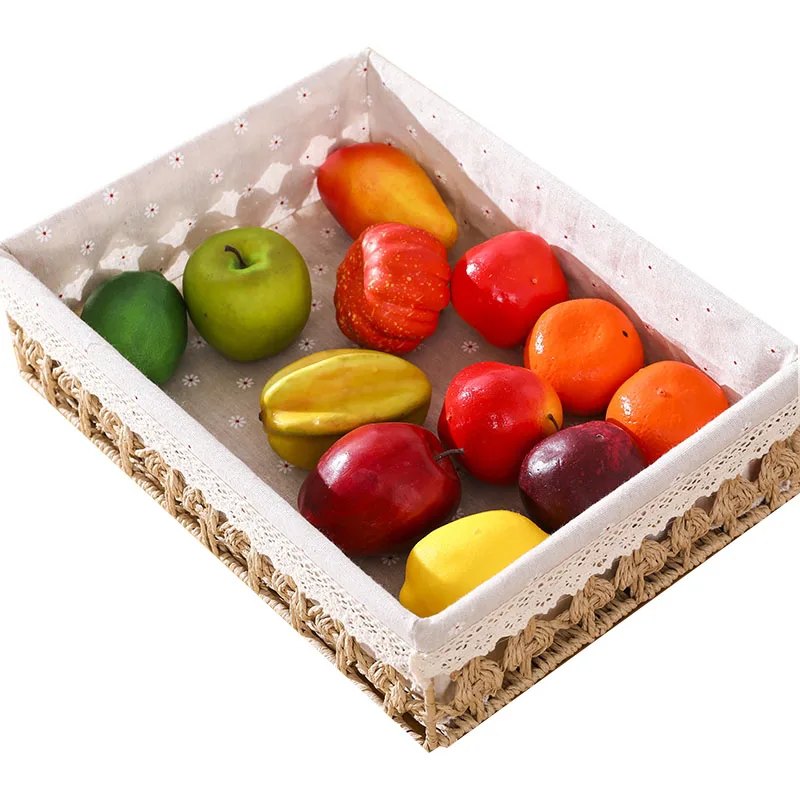 Wholesale Rectangular Woven Basket Fruit Basket Straw Storage Baskets