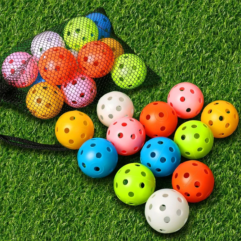 Wholesale 42MM Airflow Colored Plastic Golf Practice Ball Bulk Perforated Hollow Plastic Training Balls Multicolor