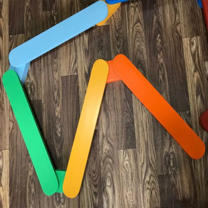 Monterssori Wooden Balance Beam Step Stones Kids Gymnastics Obstacle Course Balance Board Toy Play set for Coordination