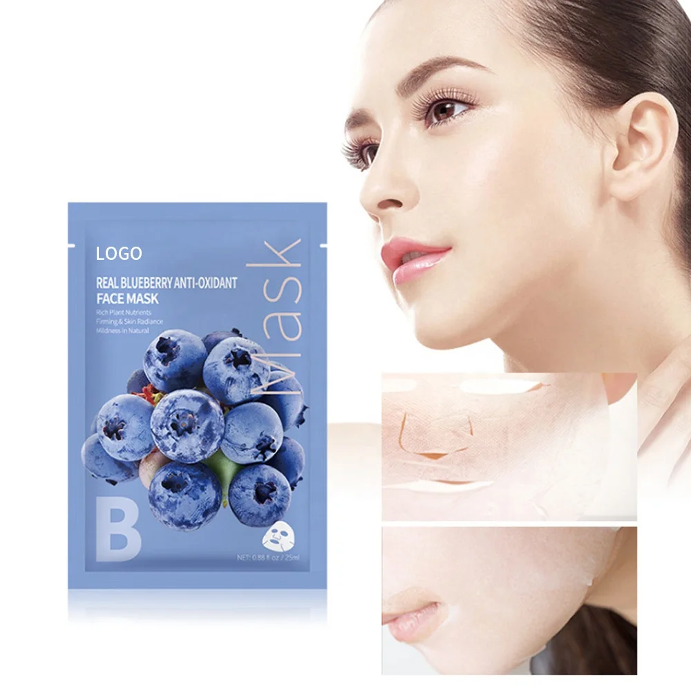 Blueberry Fruit Facial Mask Beauty Face Mask Sheet Plant Extract Moisturizing Nourishing Oil Control Mask