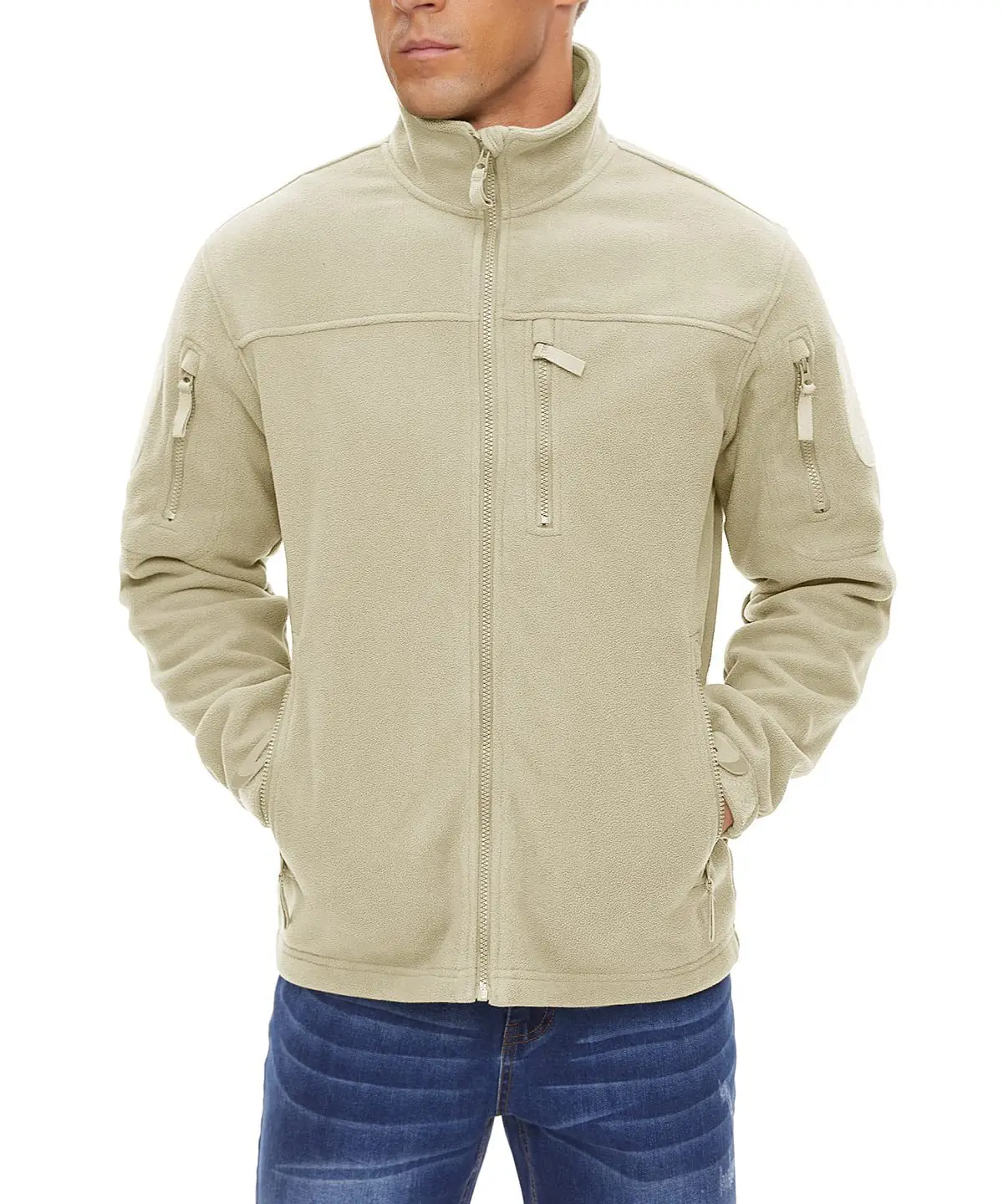 Custom Windbreaker Winter Thermal Hunting Hiking Jacket Multi-Pocket Full Zip Fleece Tactical Jacket For Men