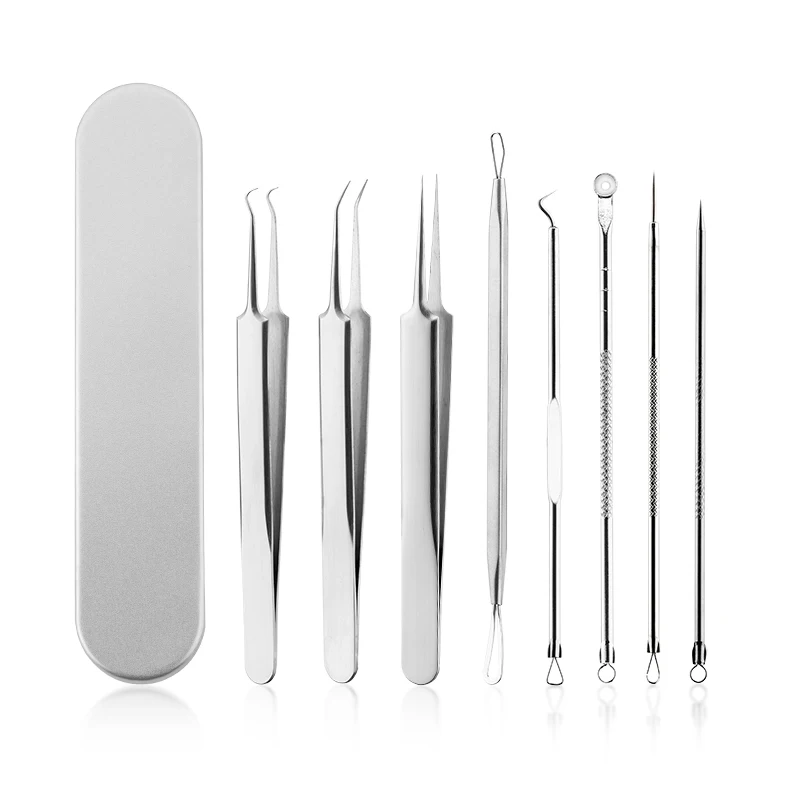 2024 sells acne needle set tweezers stainless steel needle car beauty tools lash fiber tip