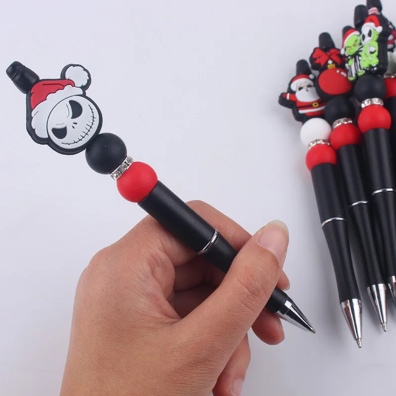 New cartoon Christmas style Santa Claus silicone beaded pen cute creative black multi-functional ballpoint pen