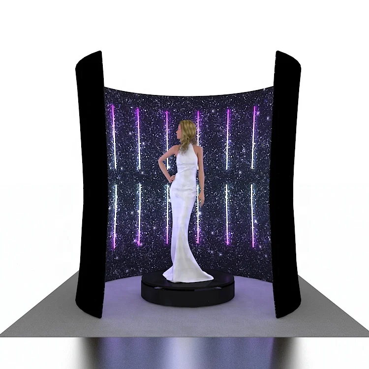 Wholesale Custom Design Portable Aluminum Tension Fabric Black Photostudio Grand LED Photo Booth Display Enclosure Backdrop