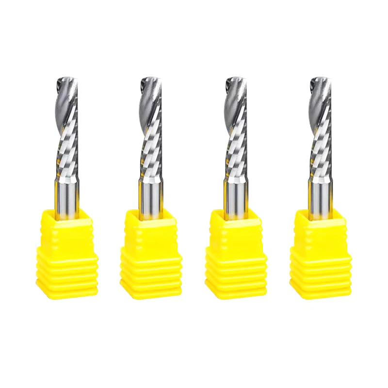 3.175mm 4mm 6mm One Flute Spiral End Mill Cnc Router Bits For Aluminum Single Flute Corner Radius Cutter