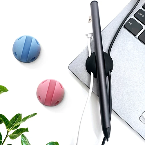 2 in 1 Magnetic Wire Cord Cable Organizer & Capacitor Pen Holder Silicone Cable Clips Management Winder Earphone Holder Desk Car