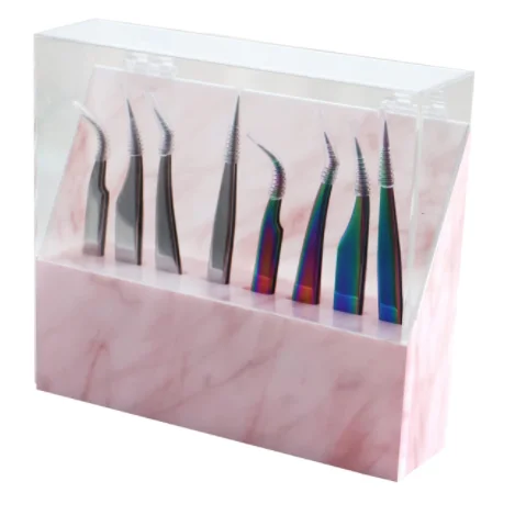 Hot sell 8 Holes Acrylic Eyelash Tweezer Storage Box Case Rack Durable Tweezers Holder