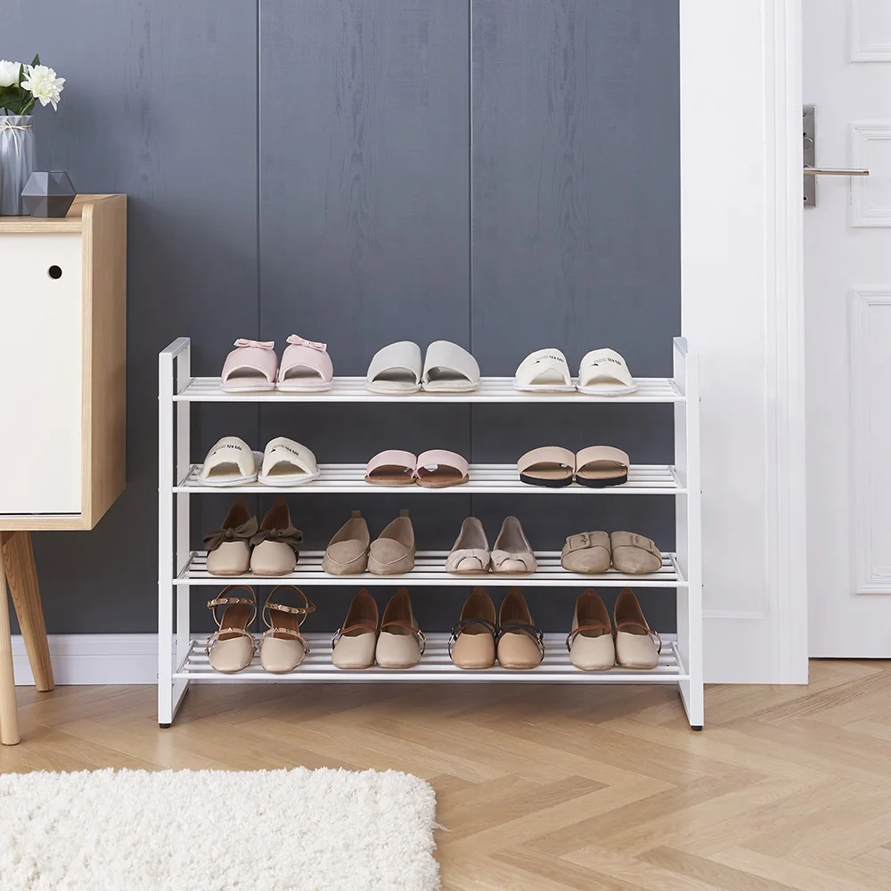 Sample free customization amazing 4 Tiers Diy Esay To Assemble Plastic Shoes Rack Cheap Shoe Rack
