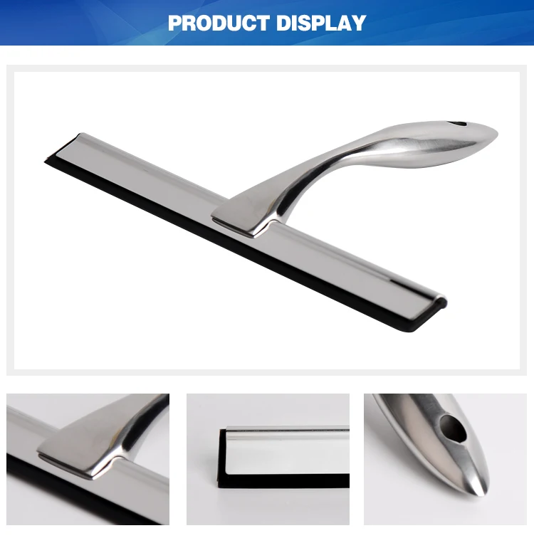 Window Glass Wiper with 3M Hook Shower Squeegee Factory Price Stainless Steel with Replaceable Rubber Blade