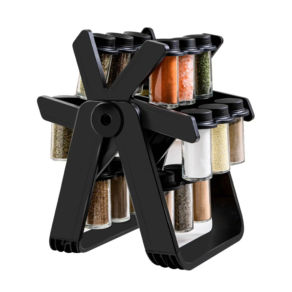 Rotating Ferris Wheel Glass Seasoning Rack Set Plastic Spice Jar and Seasoning Bottle Manufacturer Wholesale Spots