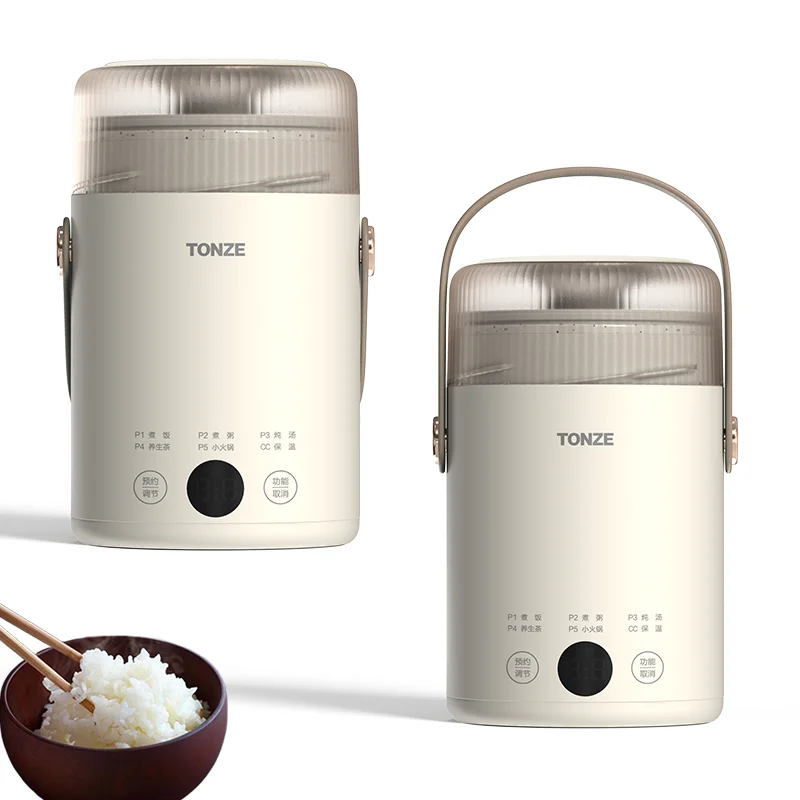 3 In 1 Portable 400W 0.6L 1 Person Rice Cooker Non-Stick Electric Slow Cooker For Soup Travel Mini Rice Cooker