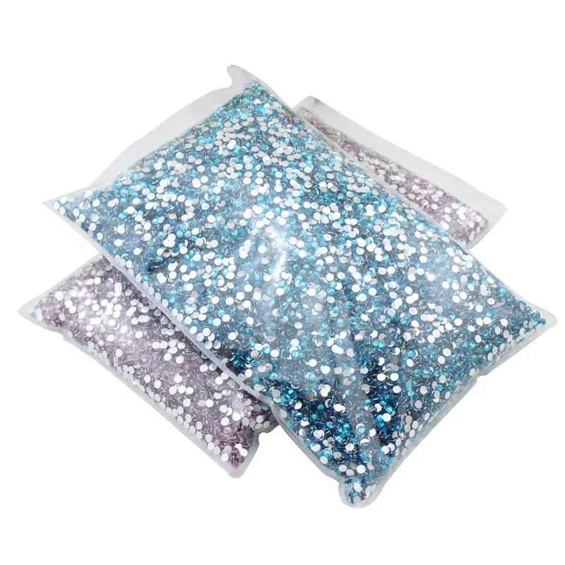 Wholesale Factory Supply Bulk 2mm-6mm Non Hot Fix Round Epoxy Resin Jelly Flatback Base Rhinestone For Garment Decoration