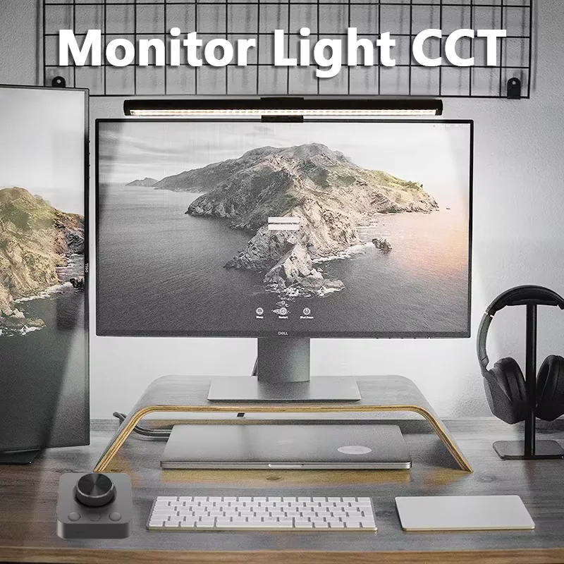 USB-powered 3000K & 6500K CCT LED Lamp Krob Remote Adjustable Black Shade Gaming Monitor Light Bar for Office or Room Use
