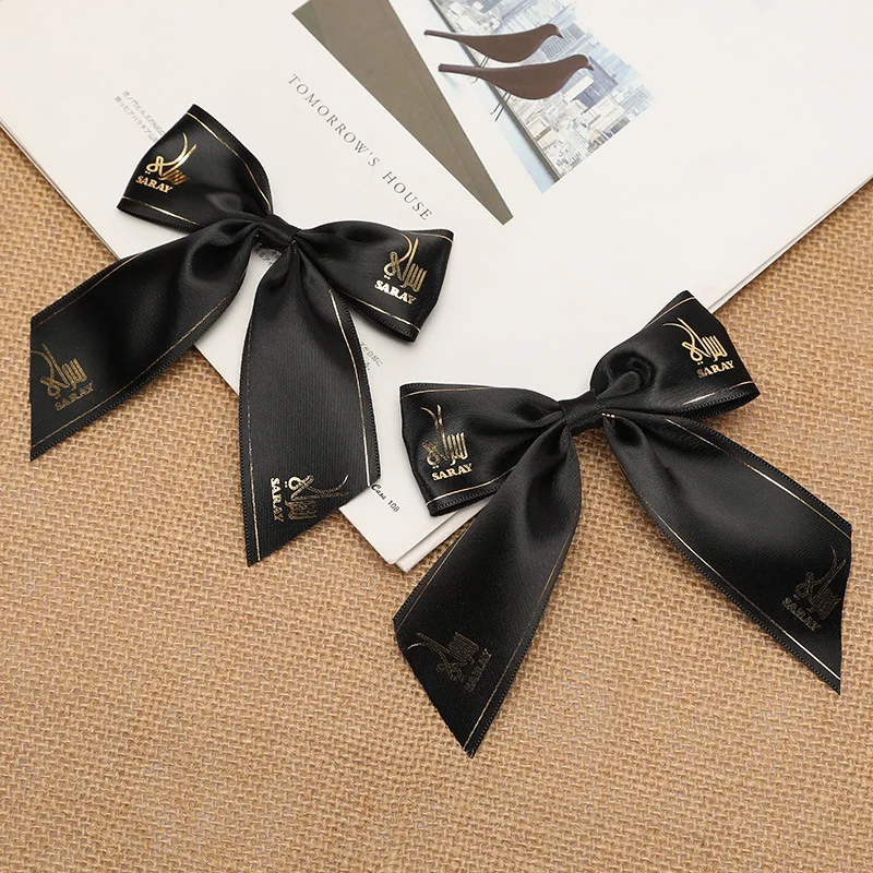 Wholesales Gold Sparkle Ribbon Bow Handmade Diy Satin Ribbon Bow Decorative Ribbon Bow For Perfume Bottle