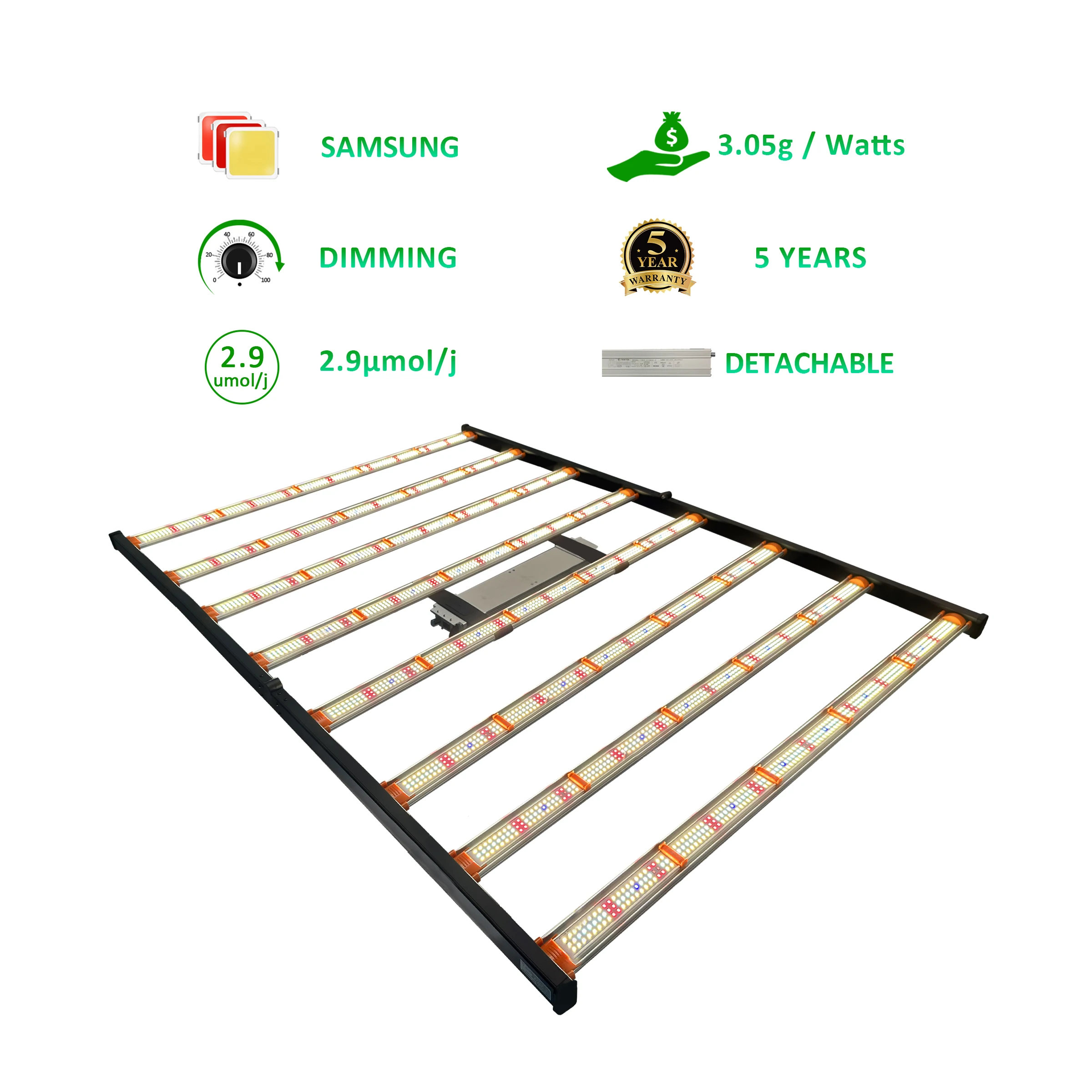 Thailand Free Shipping Hydroponics Led Grow Lamp Detachable Waterproof 1000W 8 Bars Strip Led Grow Light Bar Uv Ir Low Cost