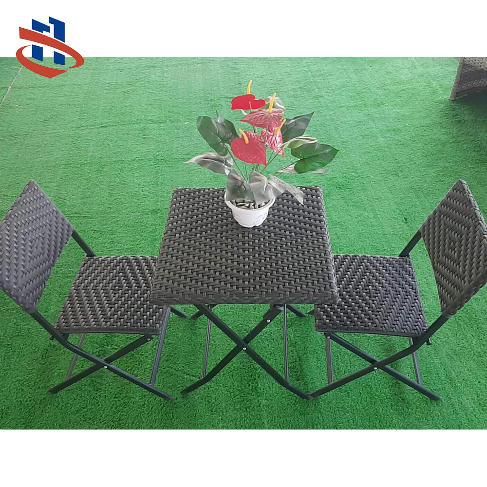 Economic Garden Rattan Outdoor Furniture Wicker Dining Folded Table Chairs Set Iron Modern Vietnam Easy Carrying 1*40HQ