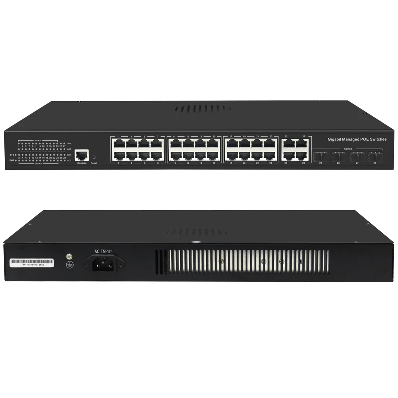 Управляемая сеть L2 24 порта 1000 Мбит/с Poe Ethernet коммутатор с 2 гигабитными сетями SFP из оптического волокна по заводской