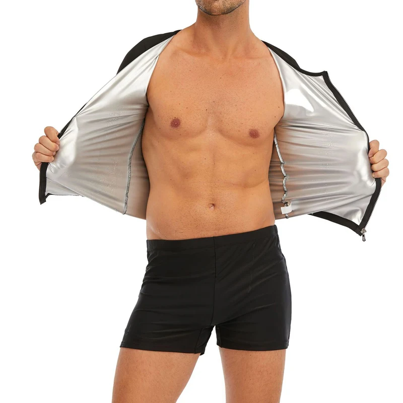 Elastic Sauna Shirt for men Short Sleeve Sweat Vest Weight Loss Sauna Suit