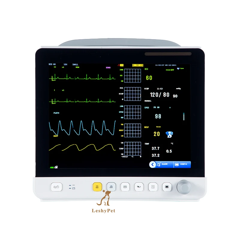 Leshypet Portable Veterinary Monitor Medical Digital Multi Parameters With NIBP TEMP SPO2 RESP and PR for ICU