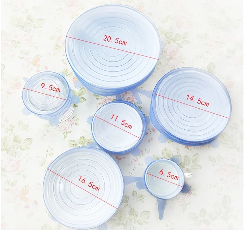LFGB Silicone Stretchy Lids Bowl Cover Various of Sizes 6-pack to Keep Food