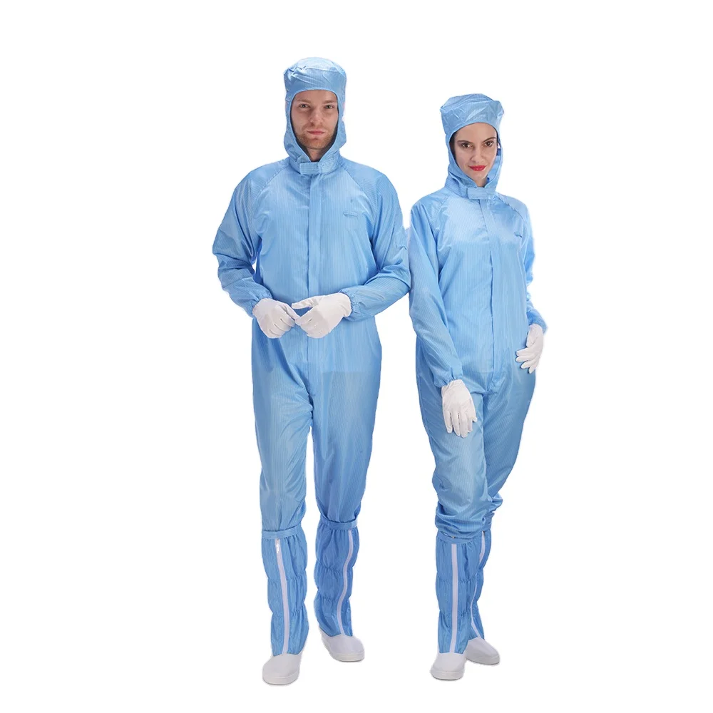 Anti static Esd Reusable Safety Hooded Cleanroom Coverall Suit